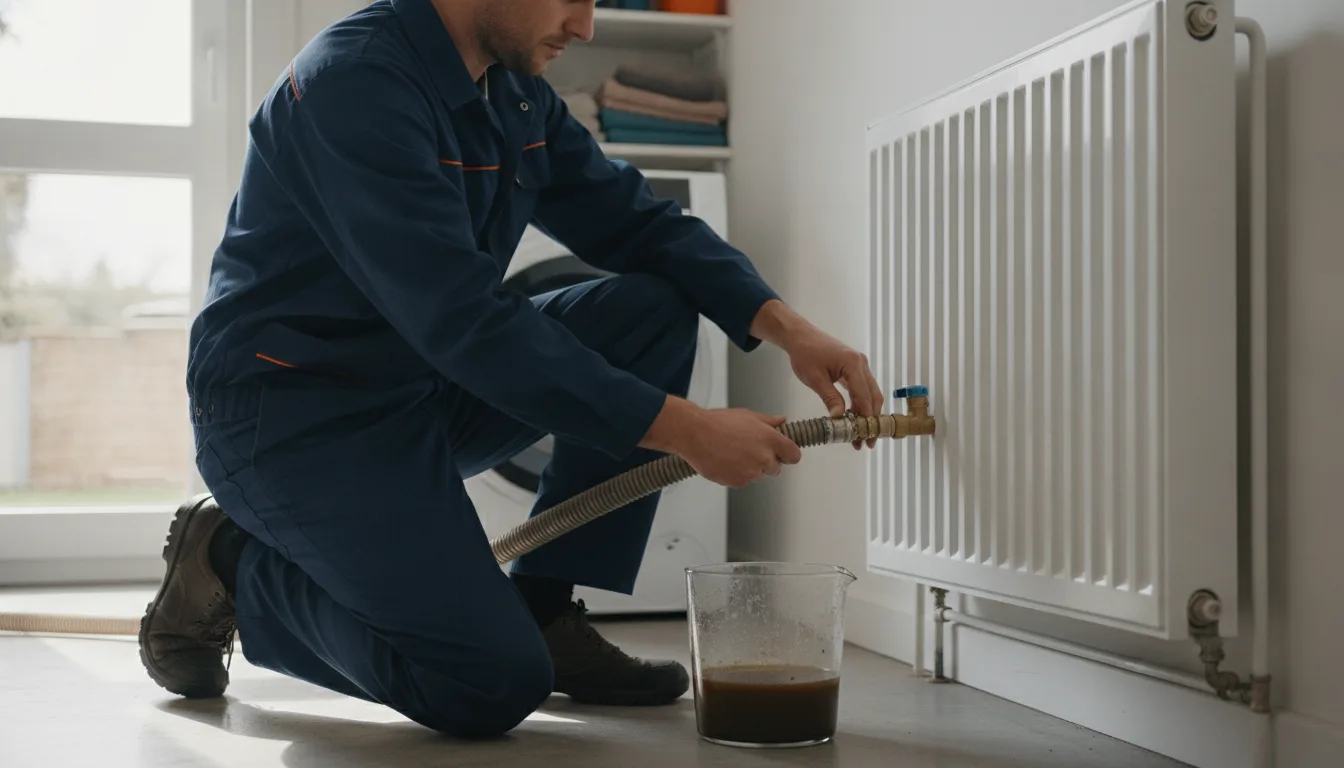 Désembouage d'un circuit de chauffage : eau chargée de boues