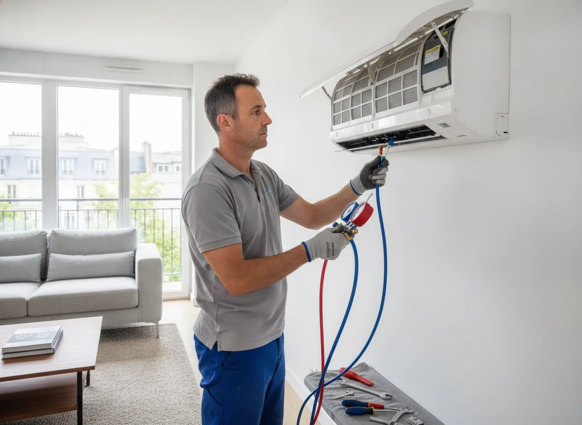Installation de climatisation réversible et de pompe à chaleur