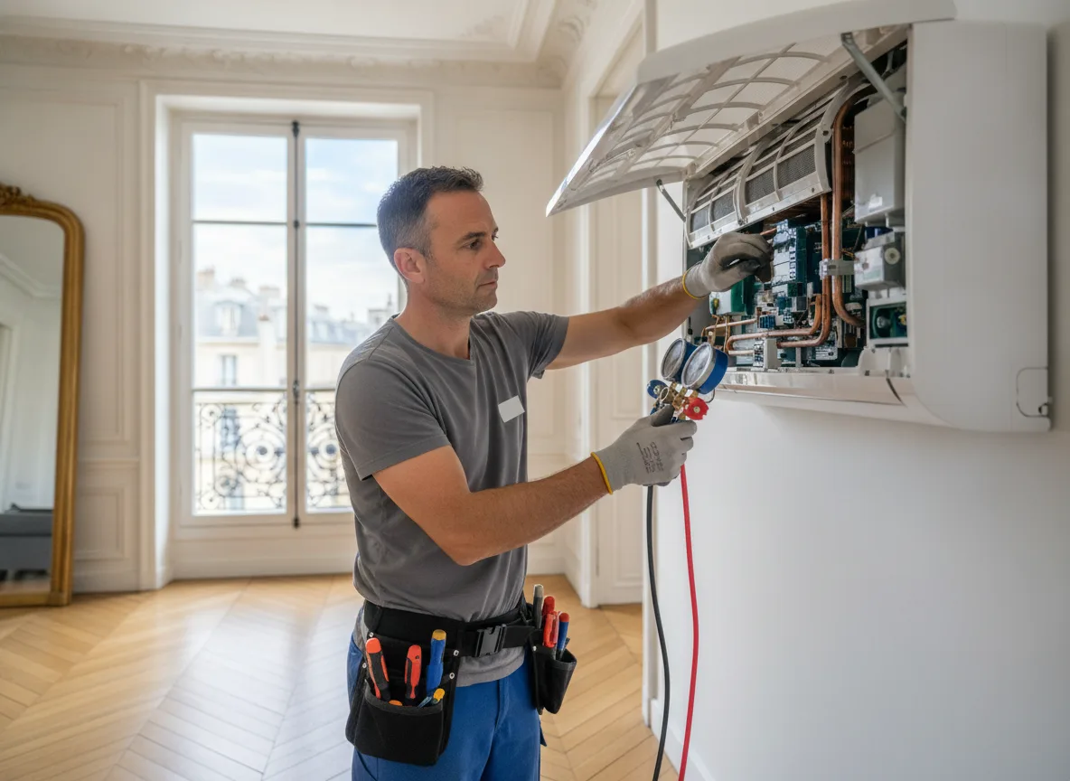 Installation de climatisation réversible et de pompe à chaleur