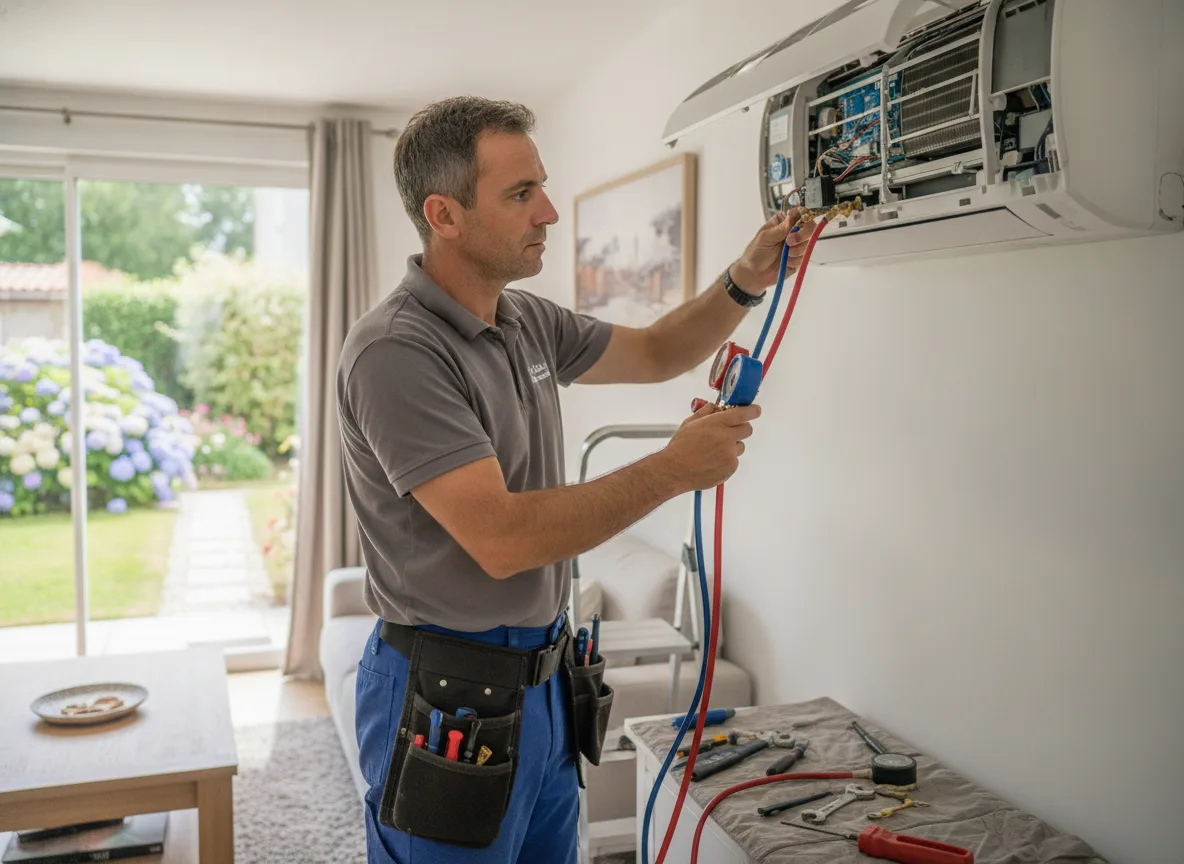 Installation de climatisation réversible et de pompe à chaleur